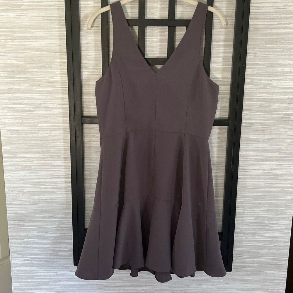 Amanda Uprichard Gray V-neck snap front short dress with peplum flounce bottom s - Picture 5 of 5